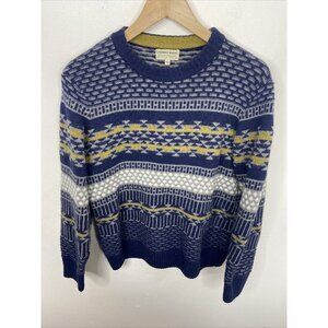Lorenzo Magni Woman M Wool Blend Blue Pullover Knit Sweater Italy Textured